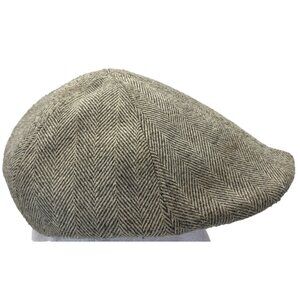 Goodfellow & Co Mens Herringbone Flat Cap M/L Recycled Polyester Blend Beige & G